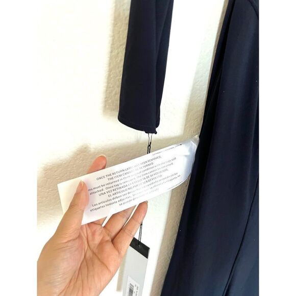 Ieena Mac Duggal - 25929 Long Sleeve Cowl Back Long Gown Navy - Picture 7 of 10